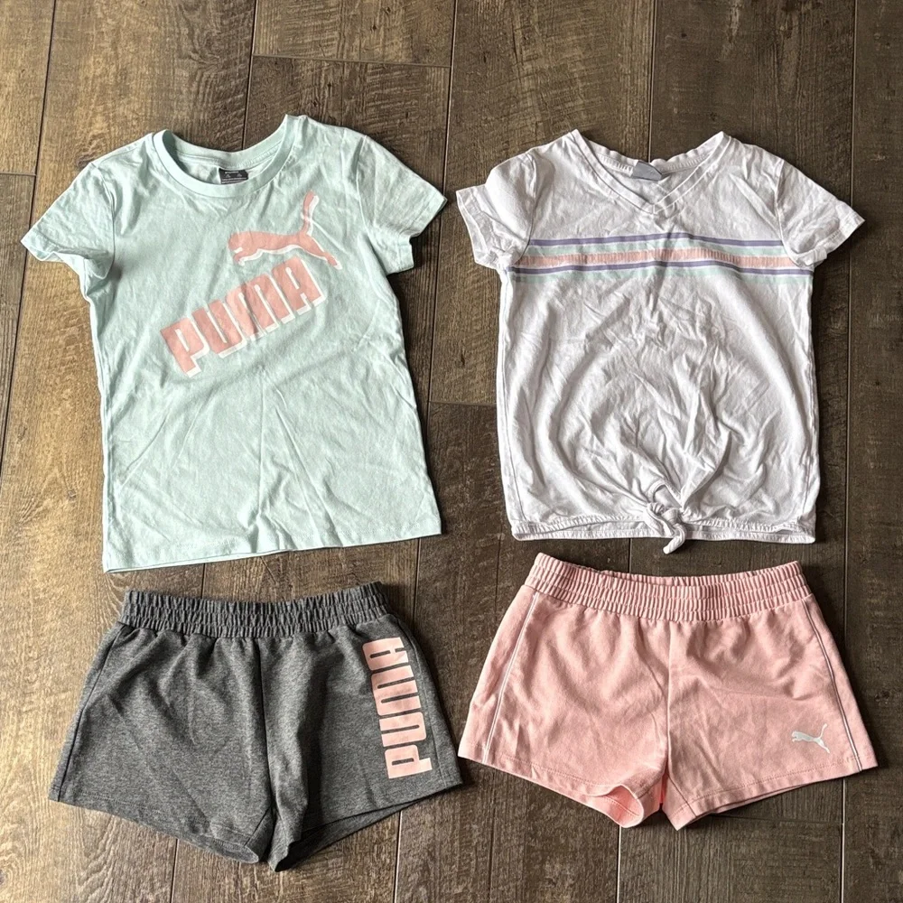 4pc Puma tops and shorts Mint, White, Gray, and Pink size 7/8 Mix & Match - Picture 2 of 15